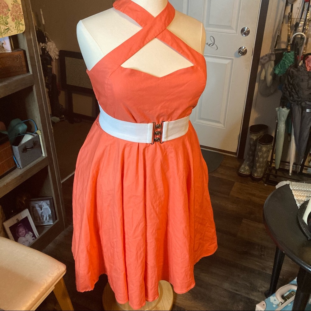 NWT UNIQUE VINTAGE PANTONE LIVING CORAL 👗 2X/18 - Picture 2 of 11